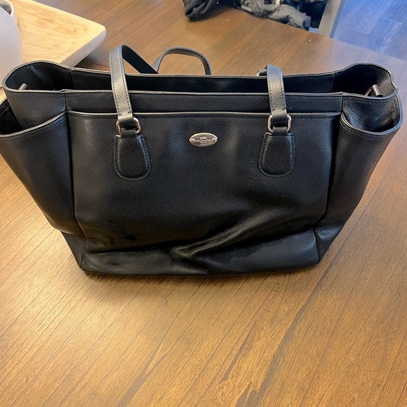 COACH BABY/DIAPER BAG BLACK LEATHER - Picture 1 of 7